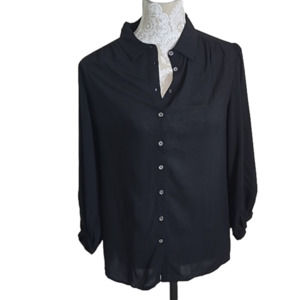 Anthropologie Philosophy black 100% Viscose button down top NWT, size M